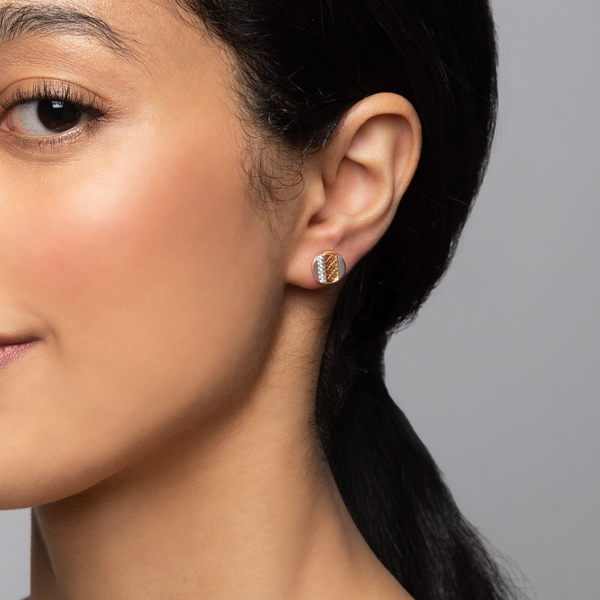 Diamond Circle Earrings Tri Gold Birks